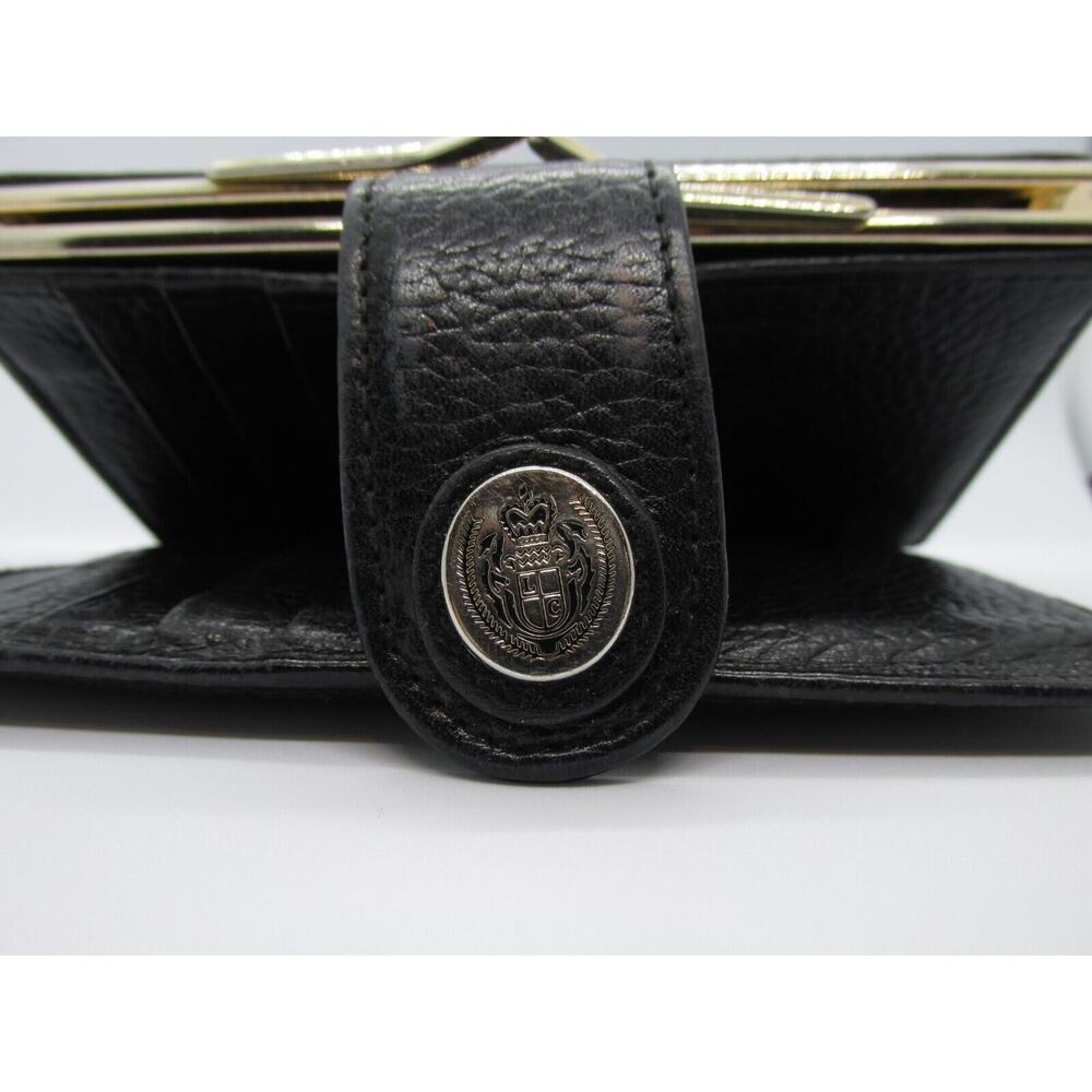 Liz Claiborne Black Leather Side Clasp And Fold Vintage Wallet